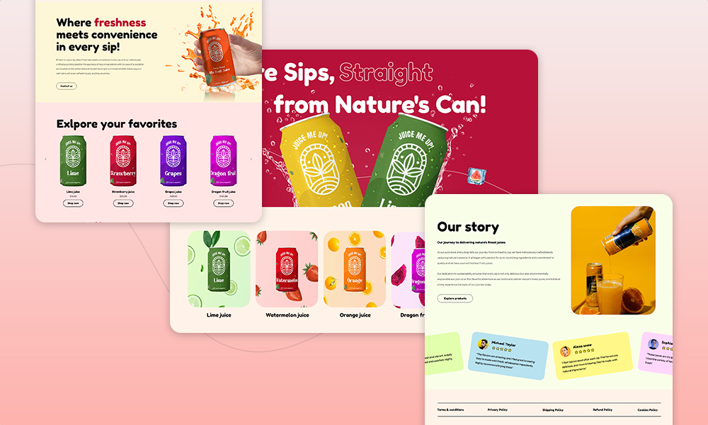 Oranzo Soft Drink and Beverage Store Website Wix template