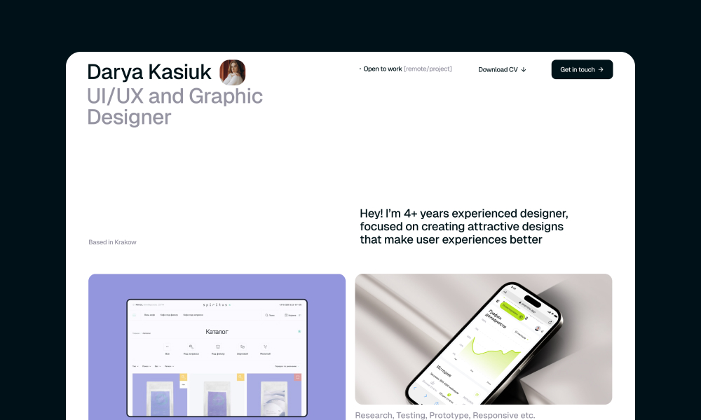 Darya Kasiuk — UI/UX and Graphic Designer