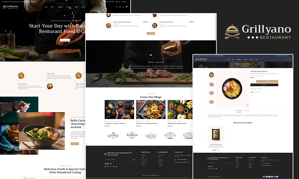 Grillyano – Restaurant, Fast Food, Dishes – Ecommerce Responsive Theme