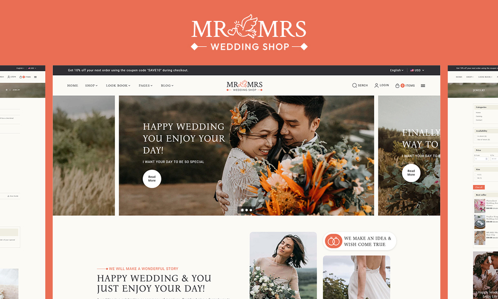 Mr&Mrs; – Wedding Studio & Apparel – Ecommerce Responsive Theme