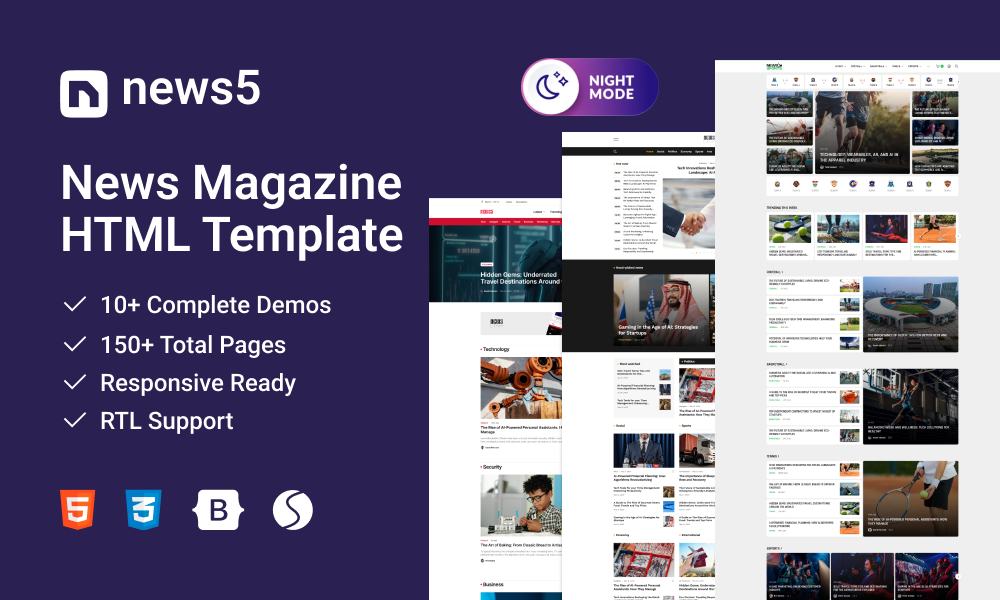 News5 - News & Magazine HTML Template