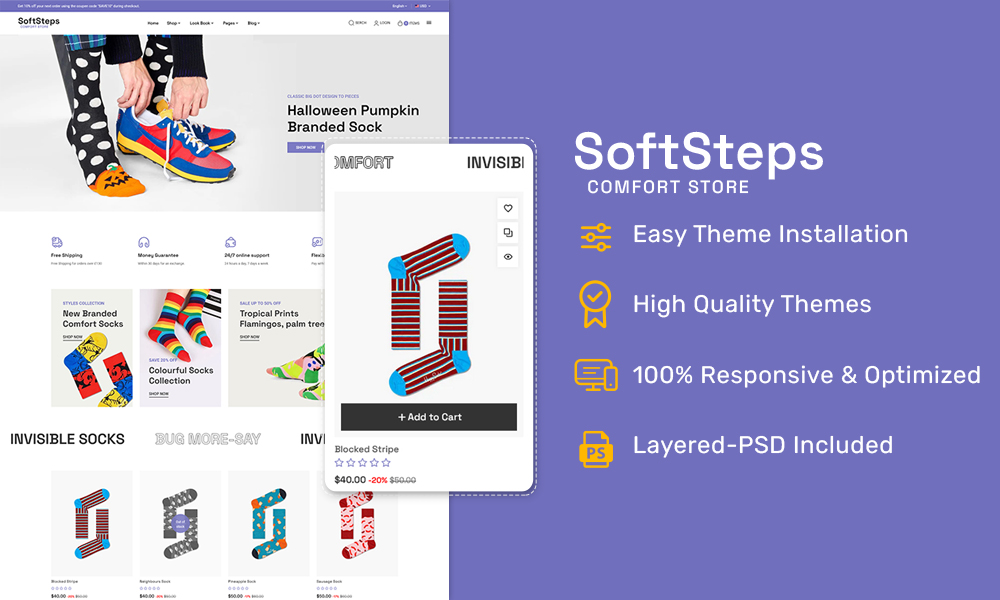 SoftSteps – Ecommerce theme for Printed Socks & Fashion Accessories