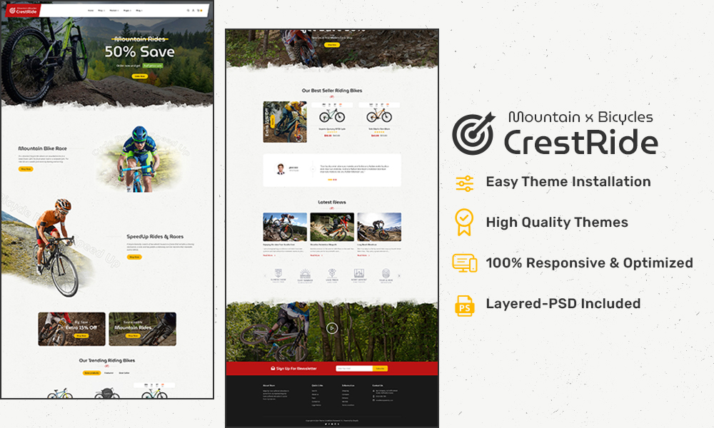 CrestRide – Sports Bicycles, Bikes, Adventures Ecommerce theme