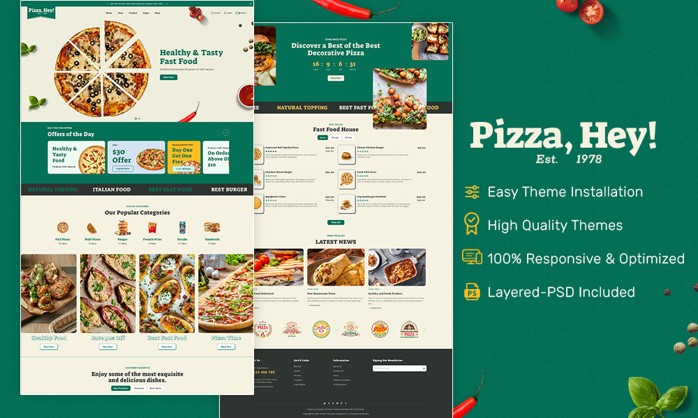 PizzaHey – Pizza, Fast Food & Restaurants – Ecommerce Theme