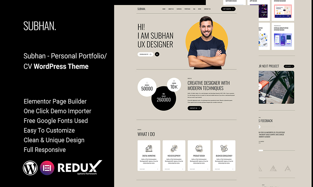 Subhan - Personal Portfolio/CV WordPress Theme